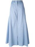 flared godet trousers