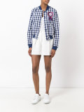 badge buttoned bomber jacket