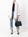 fringed scarf detail coat