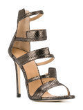 metallic strappy sandals
