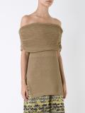 lace-chain cold shoulder top