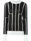 striped contrast crew neck jumper