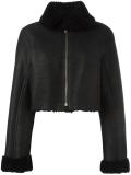 Season 3 cropped shearling flight coat