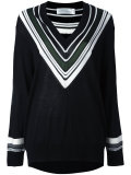 striped v-neck jumper