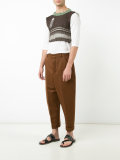 distressed knit cropped vest 