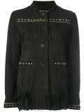 fringed studded shirt jacket