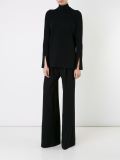 crepe knit turtleneck ribbed sweater 
