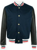 striped trim bomber jacket