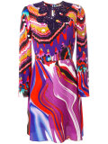 abstract print flared dress