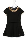 bejewelled collar neoprene dress