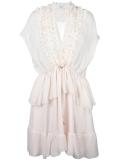 ruffle trim sheer panel dress