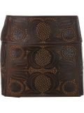 embroidered leather mini skirt