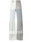 checked flared trousers 