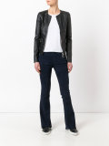 collarless zipped jacket