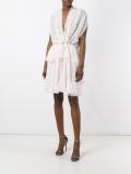 ruffle trim sheer panel dress