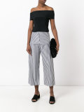 striped poplin cropped trousers