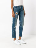 shredded trim cropped jeans 
