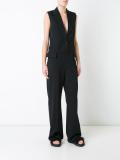 frayed sleeveless blazer jumpsuit