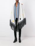 embroidered fringed wide scarf