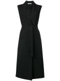 sleeveless belted coat