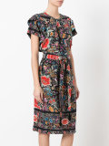 belted ruffle sleeve dress