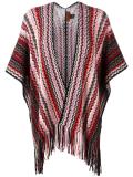 zig-zag fringed knit poncho