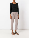 pleated front cropped trousers