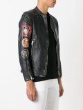 distressed logo jacket