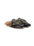 Embellished Fox Fur Lined Loafers