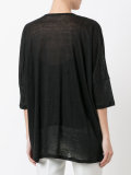 three-quarters sleeve sheer T-shirt