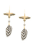 bird feather pendant earrings