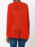 drawstring neck sheer blouse