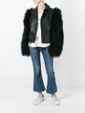 shearling sleeve biker jacket