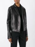 open front leather jacket