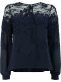 floral embroidered lace panel blouse