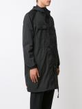 grid print midi parka