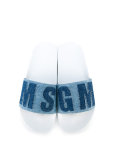 denim slider sandals