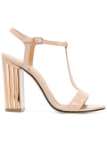 metallic detail T-strap sandals