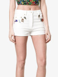 pin embellished denim shorts