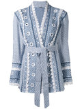 patterned waist-tie blazer