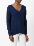 cable knit V-neck jumper