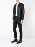 thin collar leather jacket