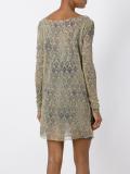 lace print long sleeve shift dress