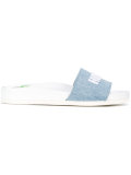palm tree denim sliders