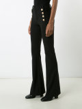 flared high-waisted trousers
