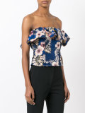 floral ruffle strapless top