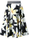 Magnolia print a-line skirt
