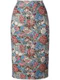 floral jacquard pencil skirt