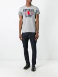 overlap logo print T-shirt