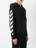 striped sleeves zipped hoodie